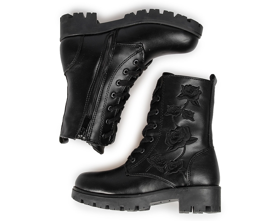 Siyah Kız Çocuk Asker Botu