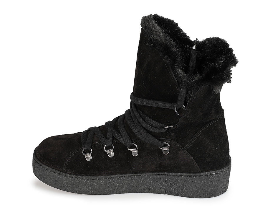 Siyah Deri Süet Kadın Bot  