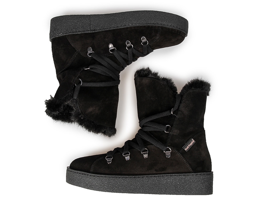 Siyah Deri Süet Kadın Bot  