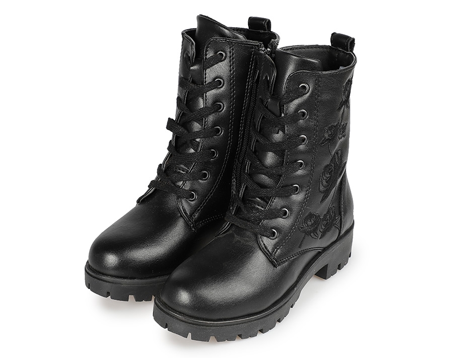 Siyah Kız Çocuk Asker Botu