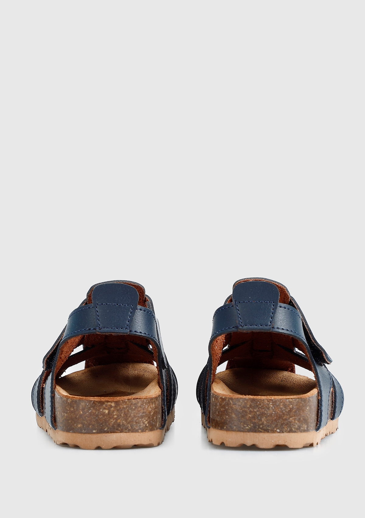 Lacivert Deri Erkek Çocuk Düz Sandalet