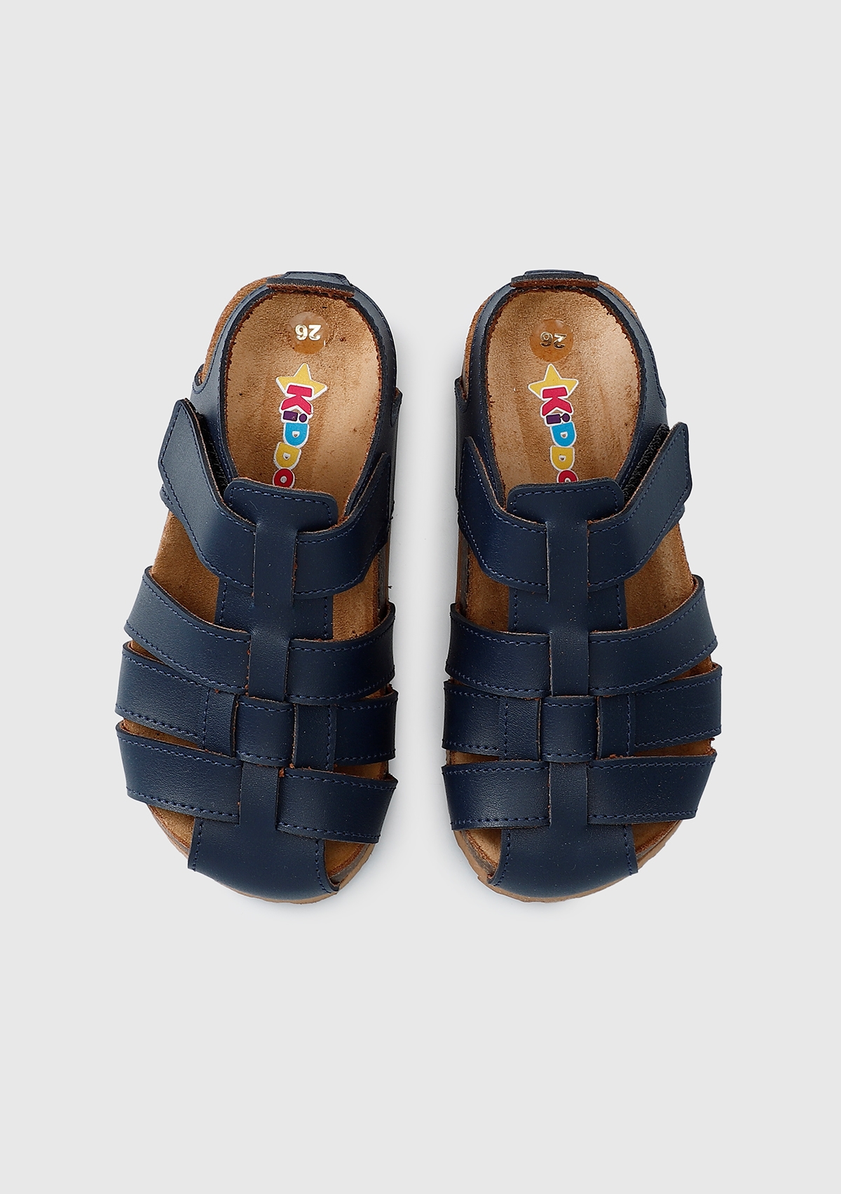 Lacivert Deri Erkek Çocuk Düz Sandalet