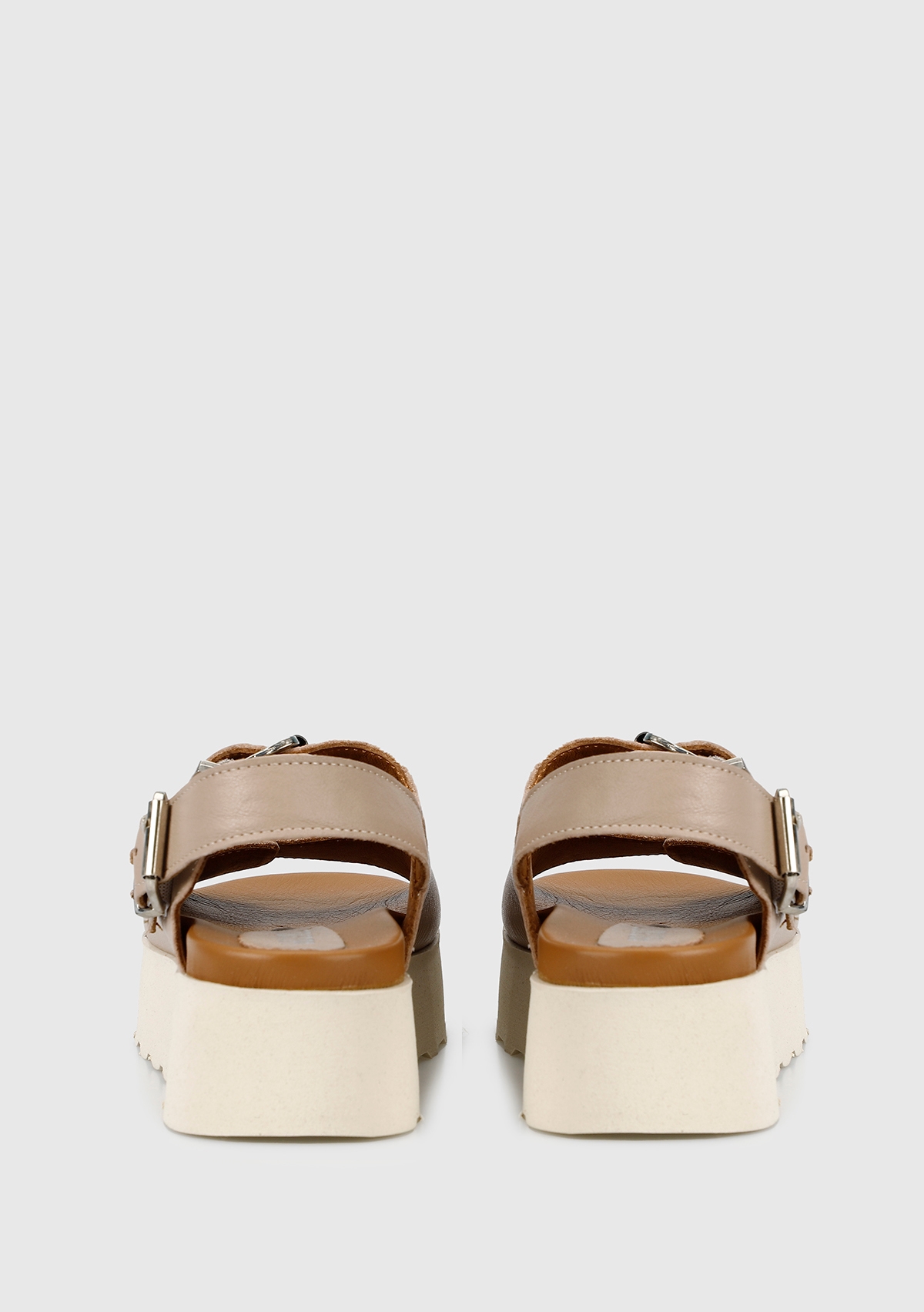 Nude Deri Kadın Düz Sandalet