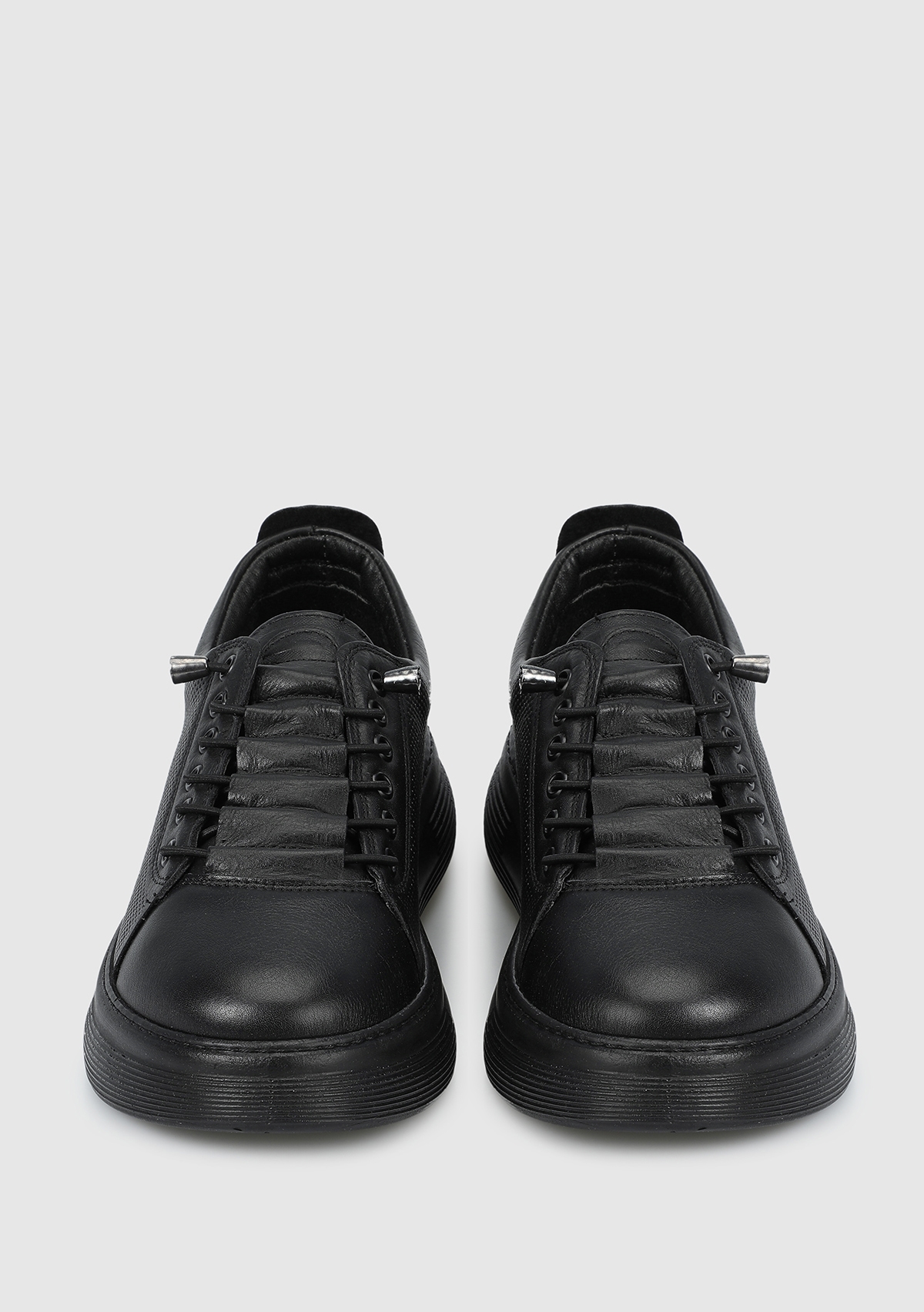 Siyah Deri Kadın Sneaker