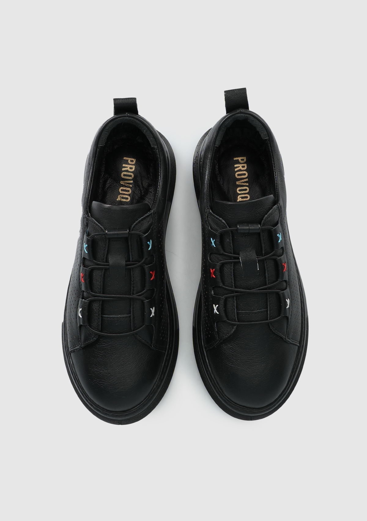 Siyah Deri Kadın Sneaker