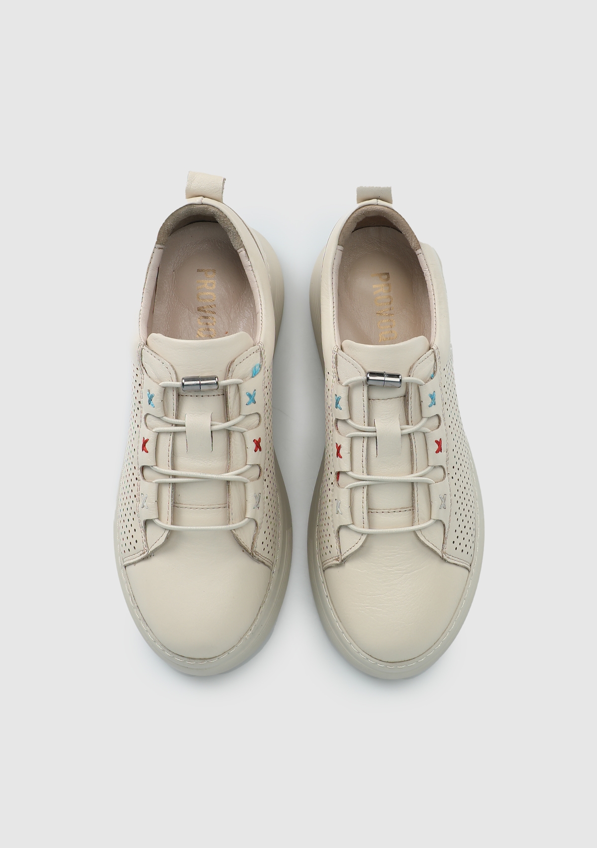 Bej Deri Kadın Sneaker