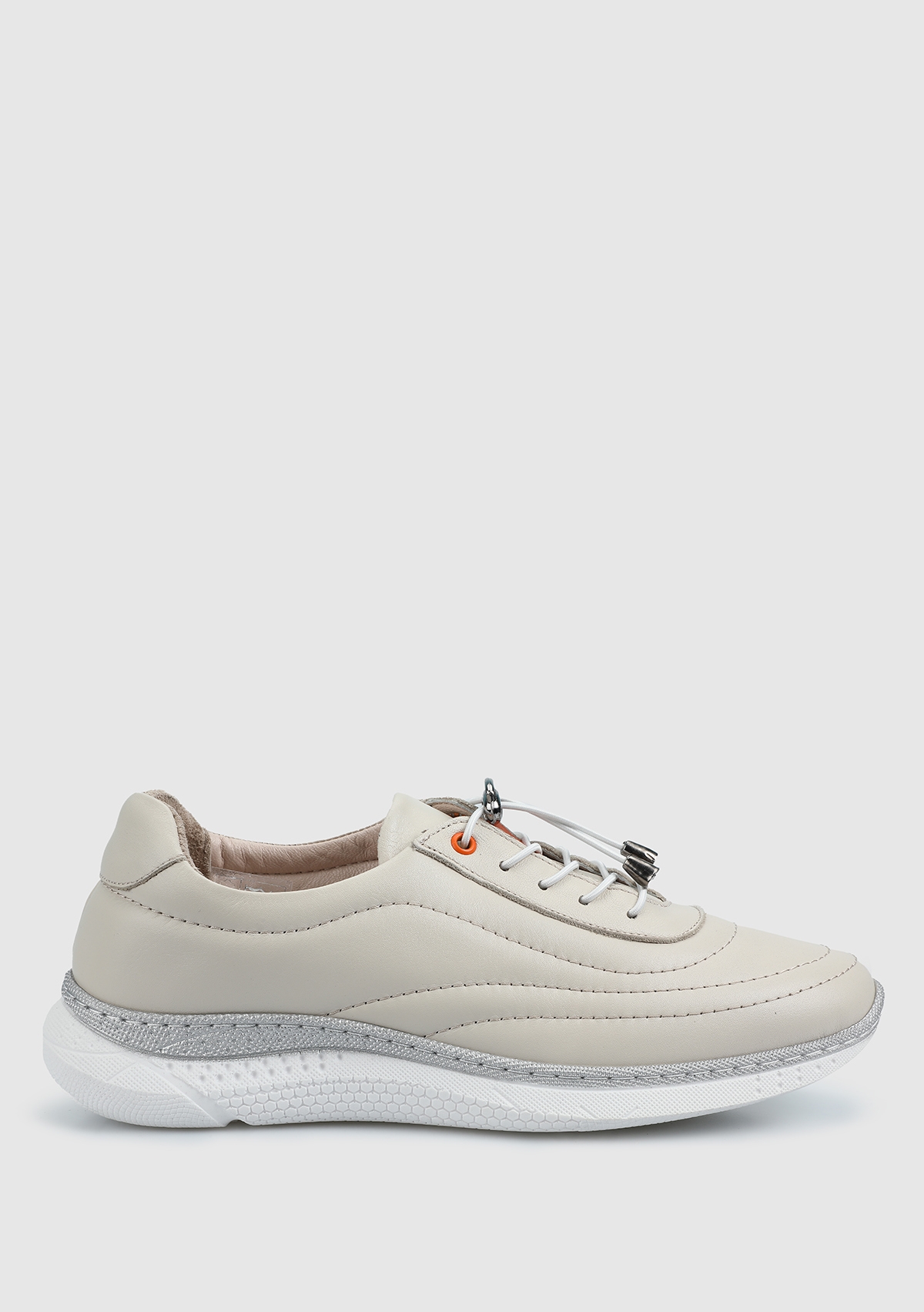 Bej Deri Kadın Sneaker