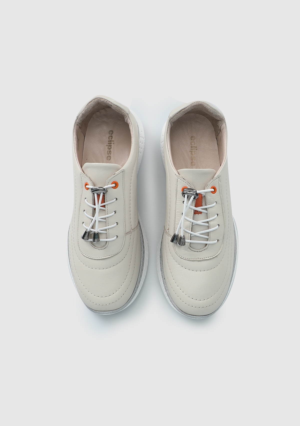 Bej Deri Kadın Sneaker