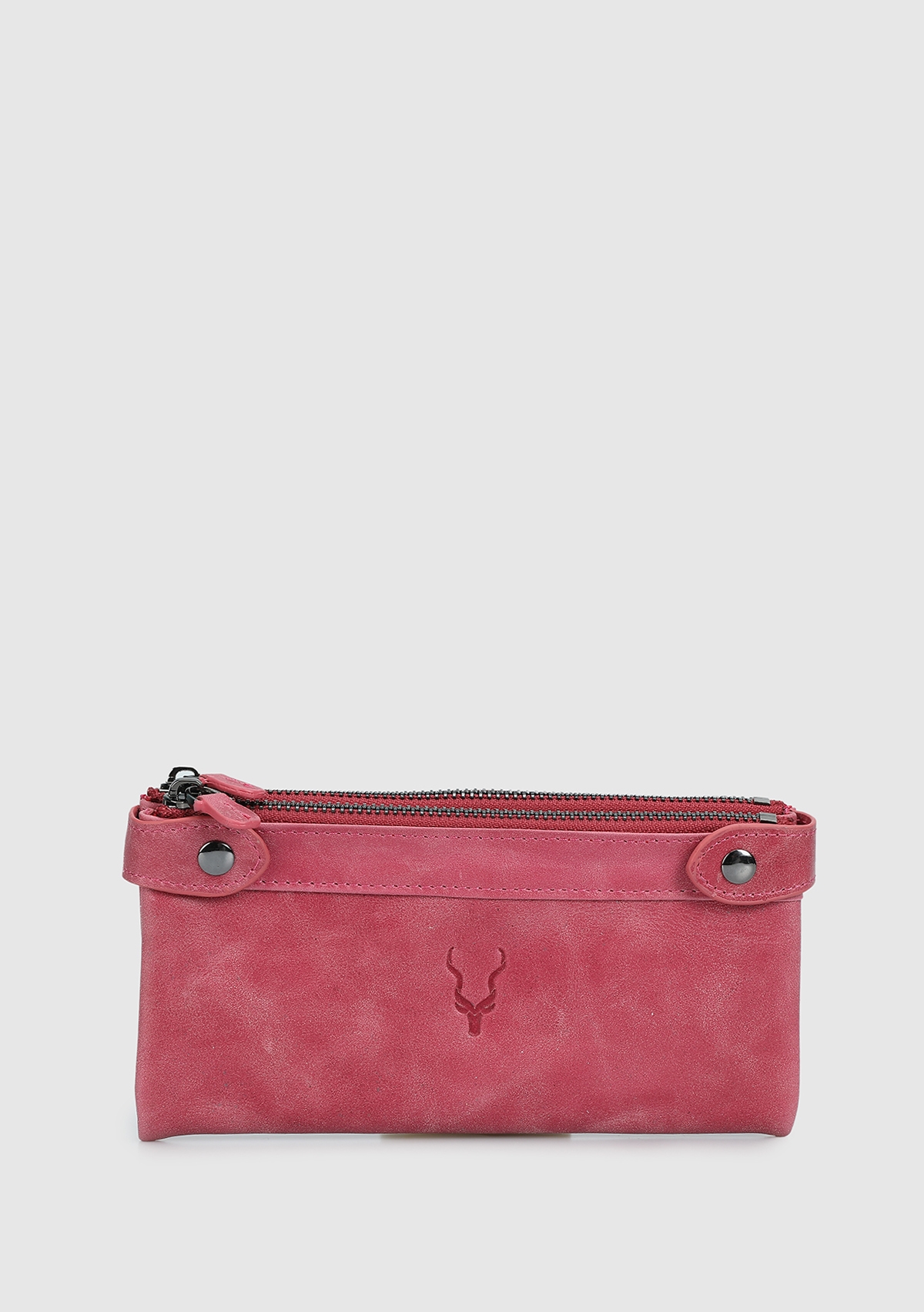 Pembe  Carrera 004 Çift Fermuarlı Crazy Cüzdan Pembe