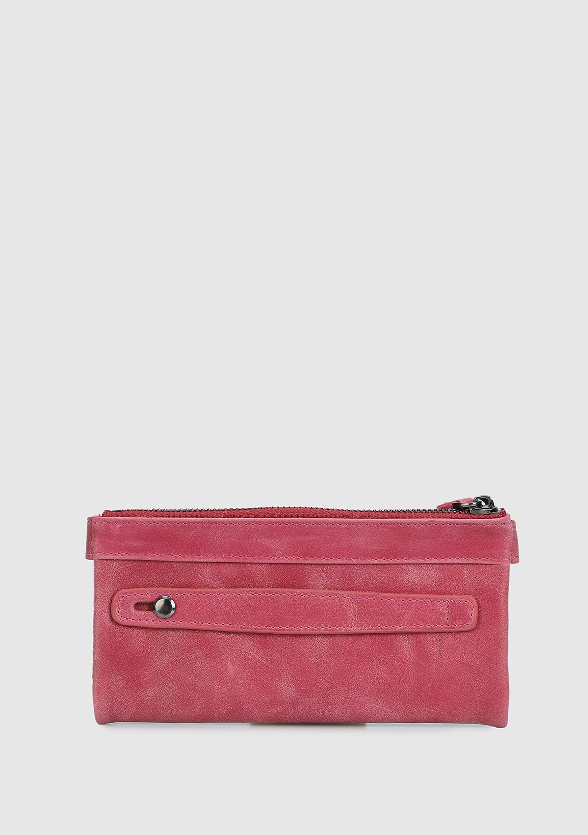 Pembe  Carrera 004 Çift Fermuarlı Crazy Cüzdan Pembe