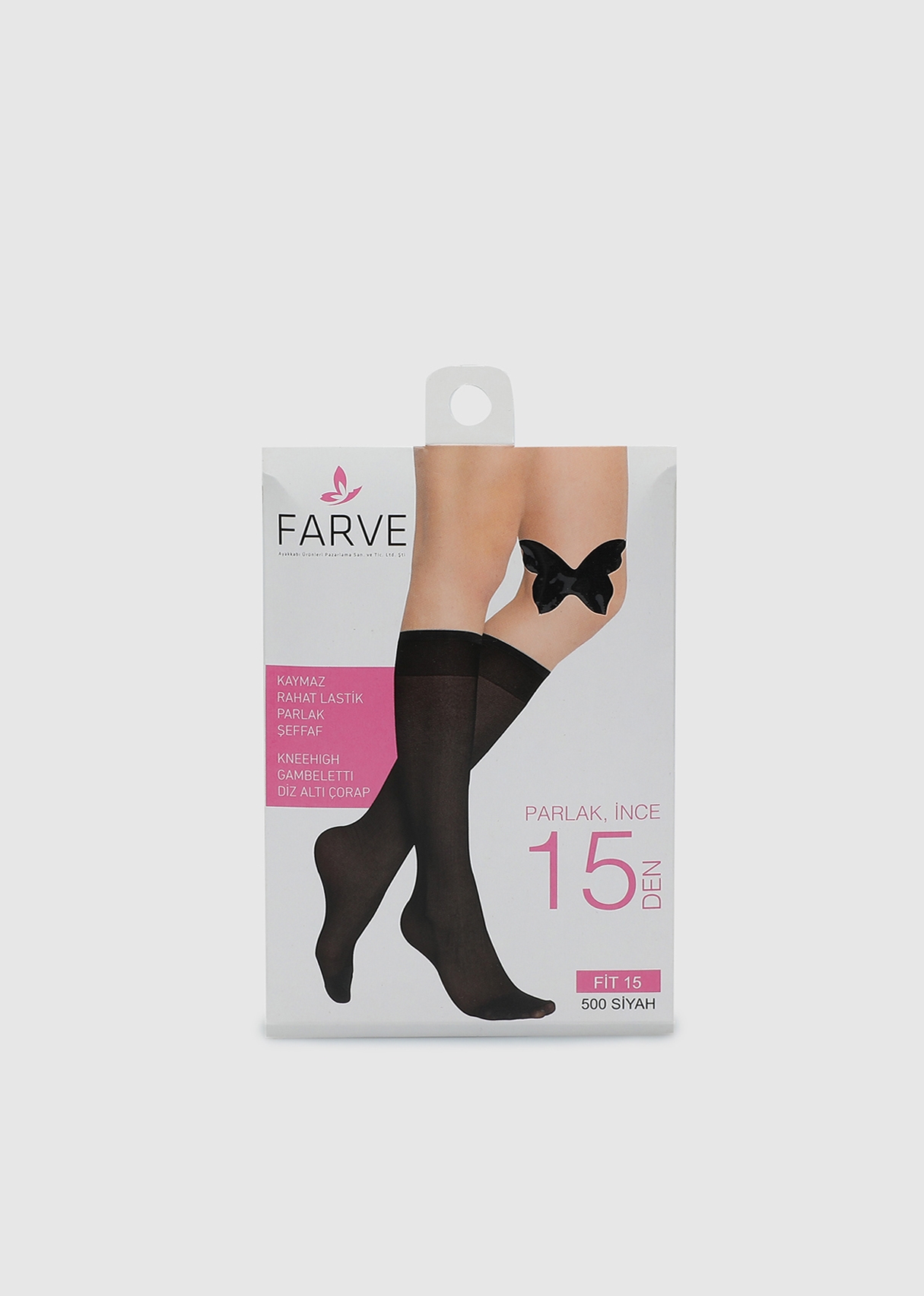 Siyah  Farve Fit Diz Altı Çorap Siyah