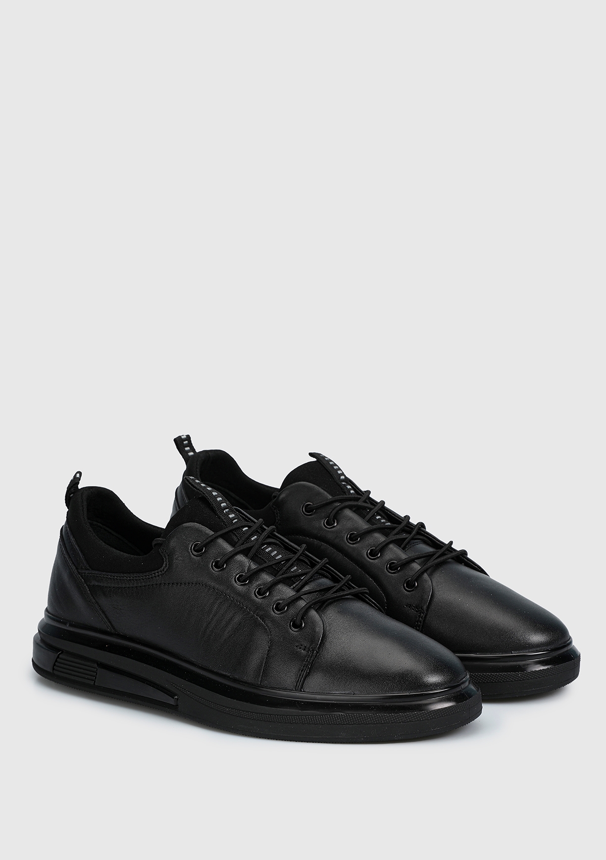 Siyah Deri Erkek Sneaker