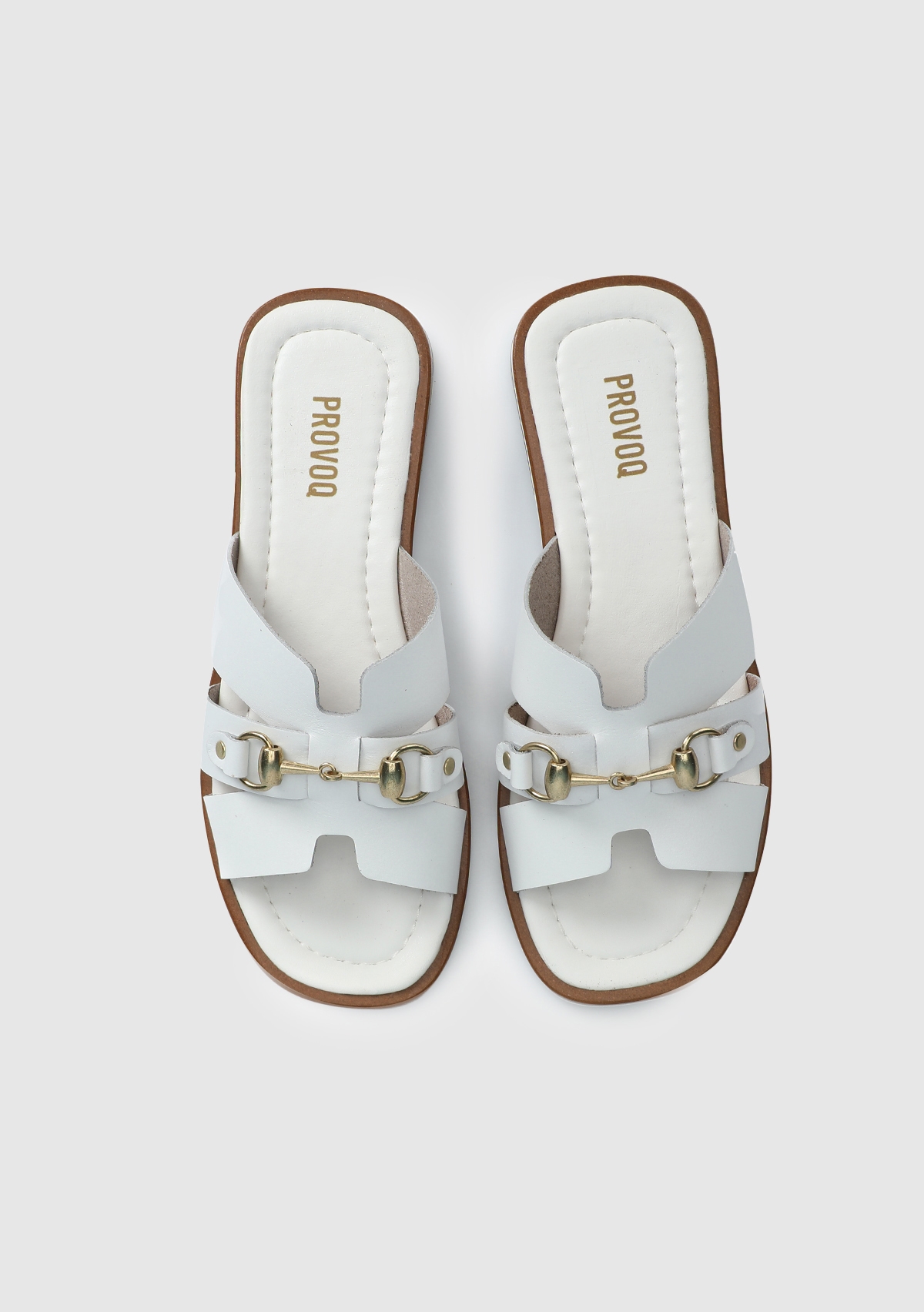 Beyaz Deri Kadın Terlik