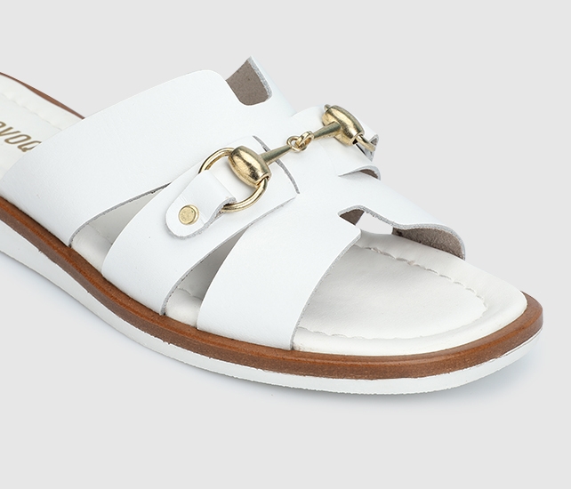 Beyaz Deri Kadın Terlik