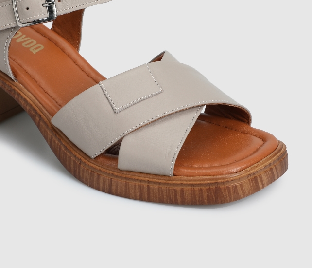 Vizon Deri Kadın Topuklu Sandalet