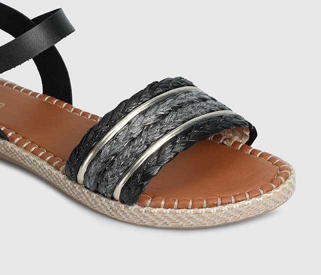 Siyah Kadın Düz Sandalet