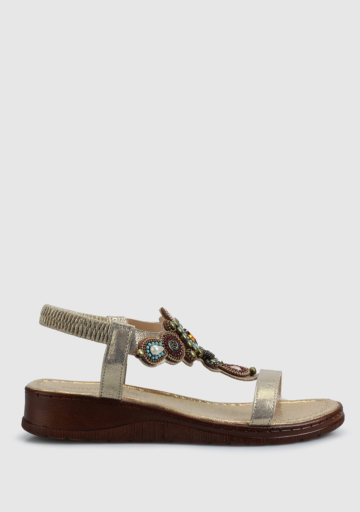 Altın Kadın Düz Sandalet