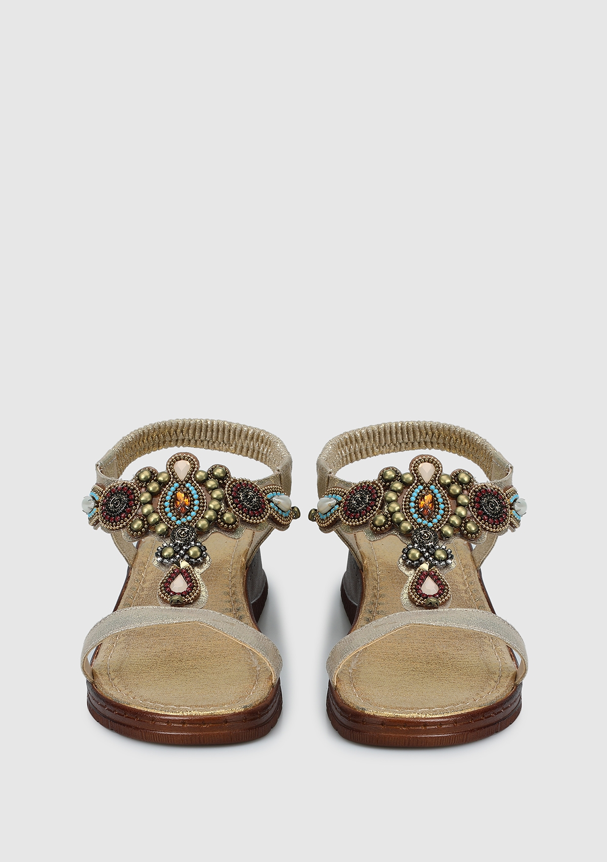 Altın Kadın Düz Sandalet