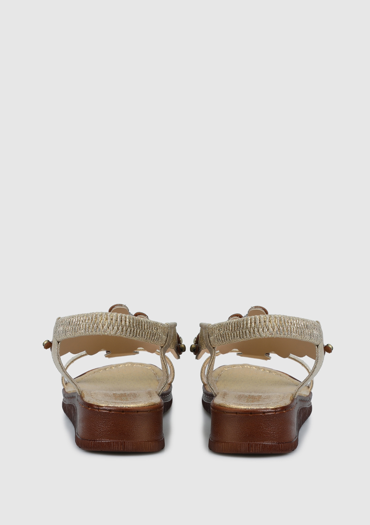 Altın Kadın Düz Sandalet