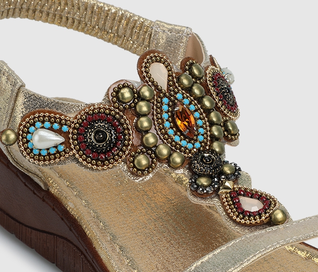 Altın Kadın Düz Sandalet