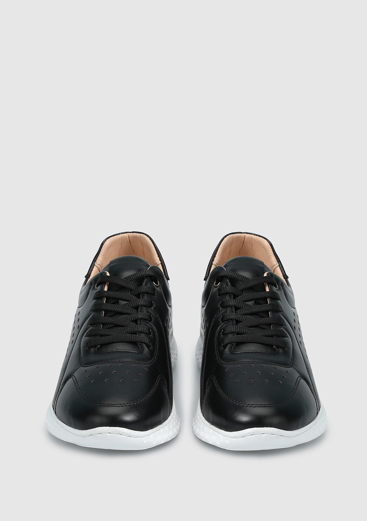 Siyah Deri Kadın Sneaker