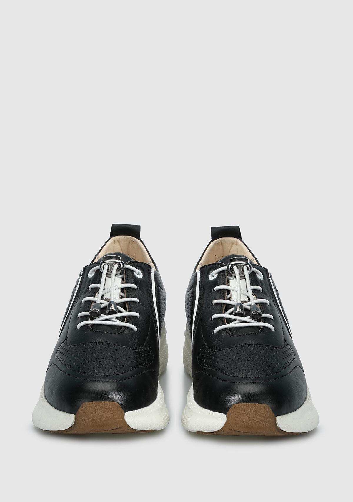 Siyah Deri Kadın Sneaker