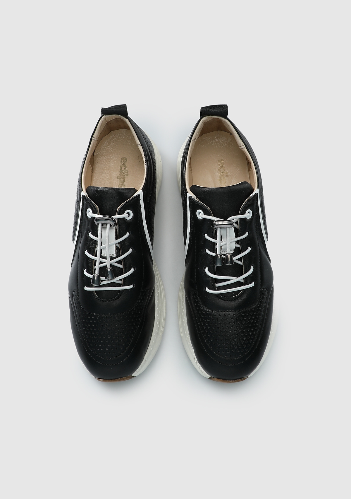 Siyah Deri Kadın Sneaker