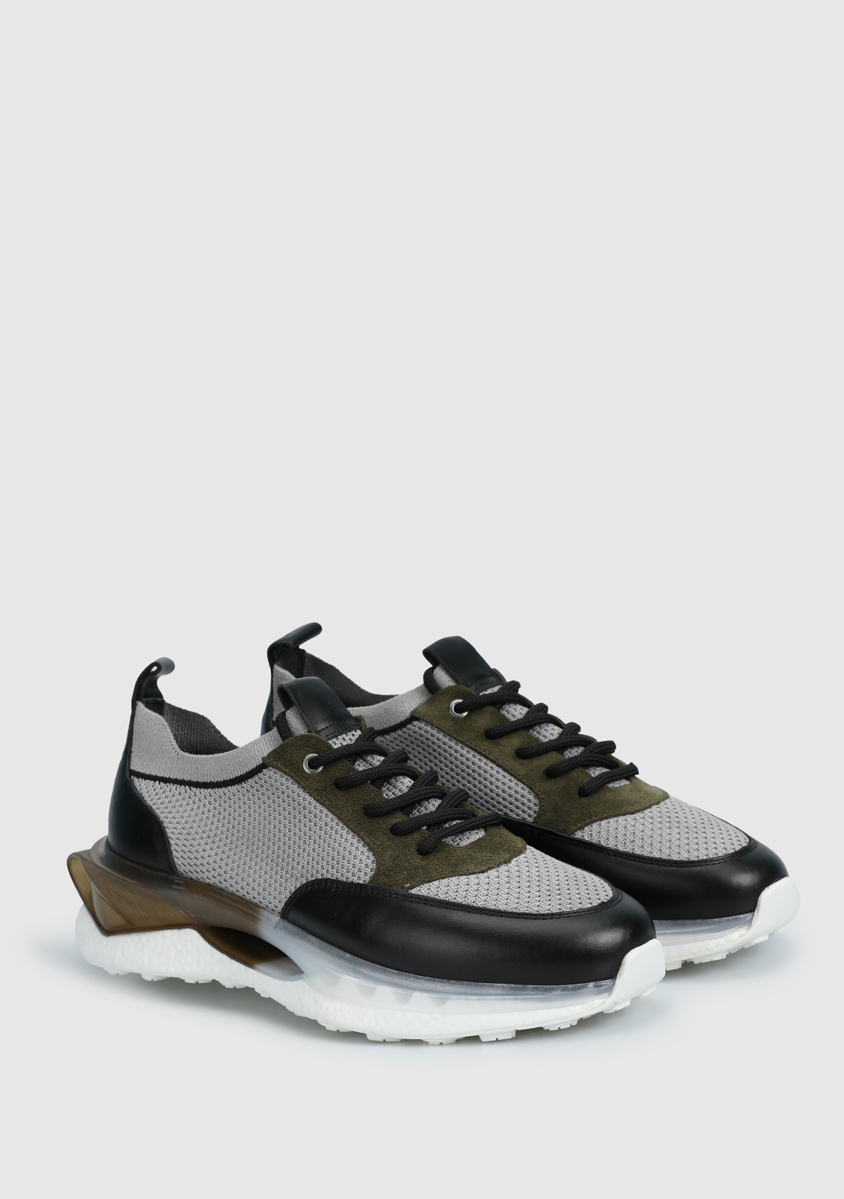 Gri Deri Erkek Sneaker