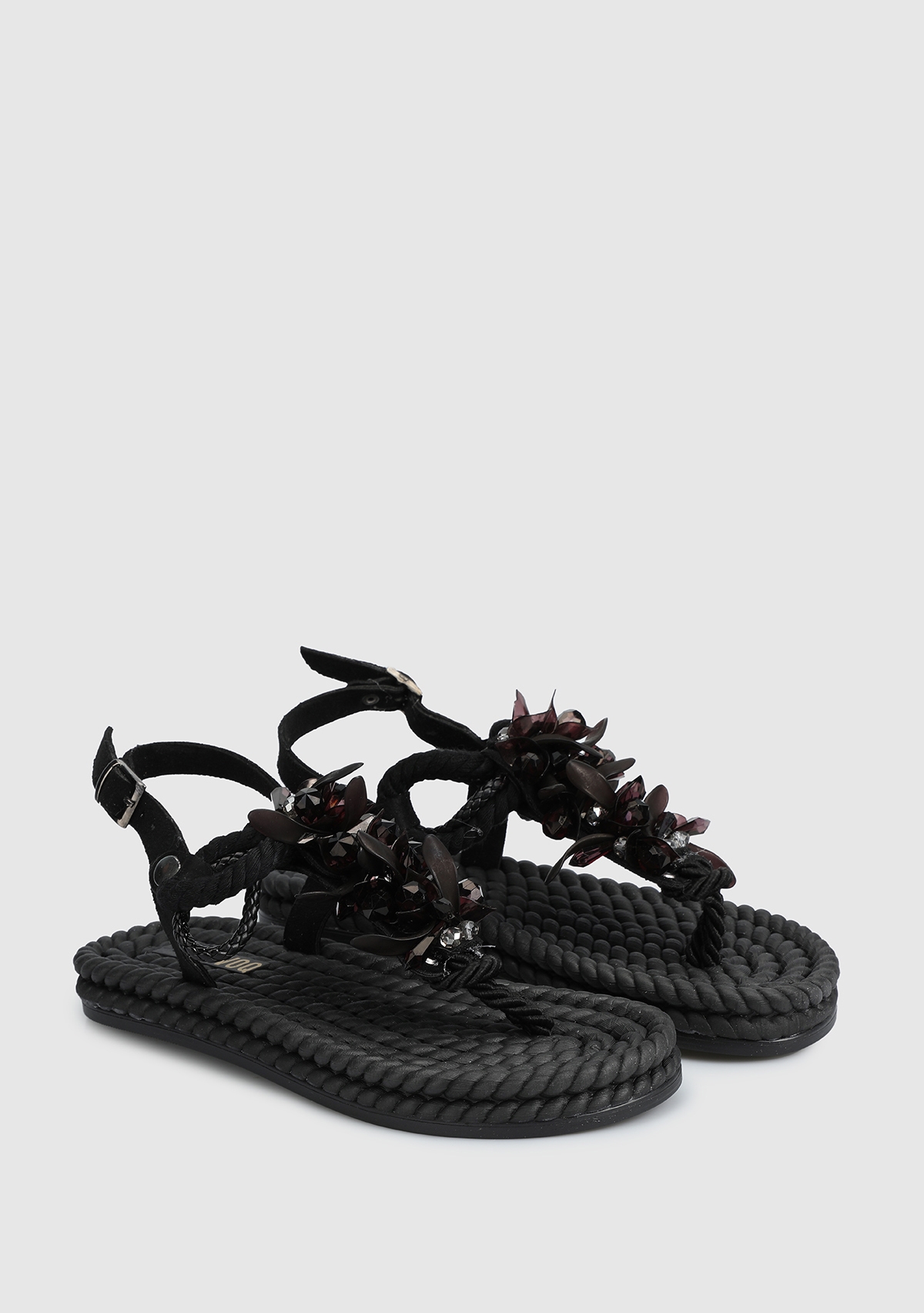 Siyah Kadın Düz Sandalet