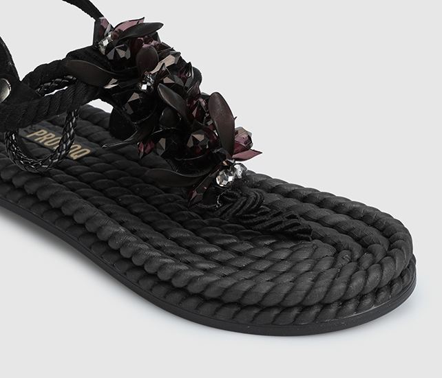 Siyah Kadın Düz Sandalet