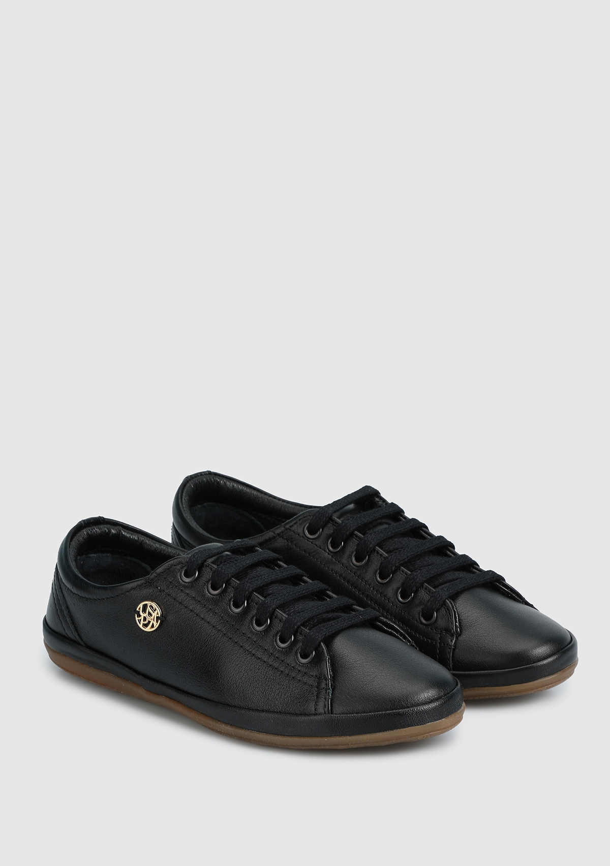 Jojo Siyah Deri Kadın Sneaker