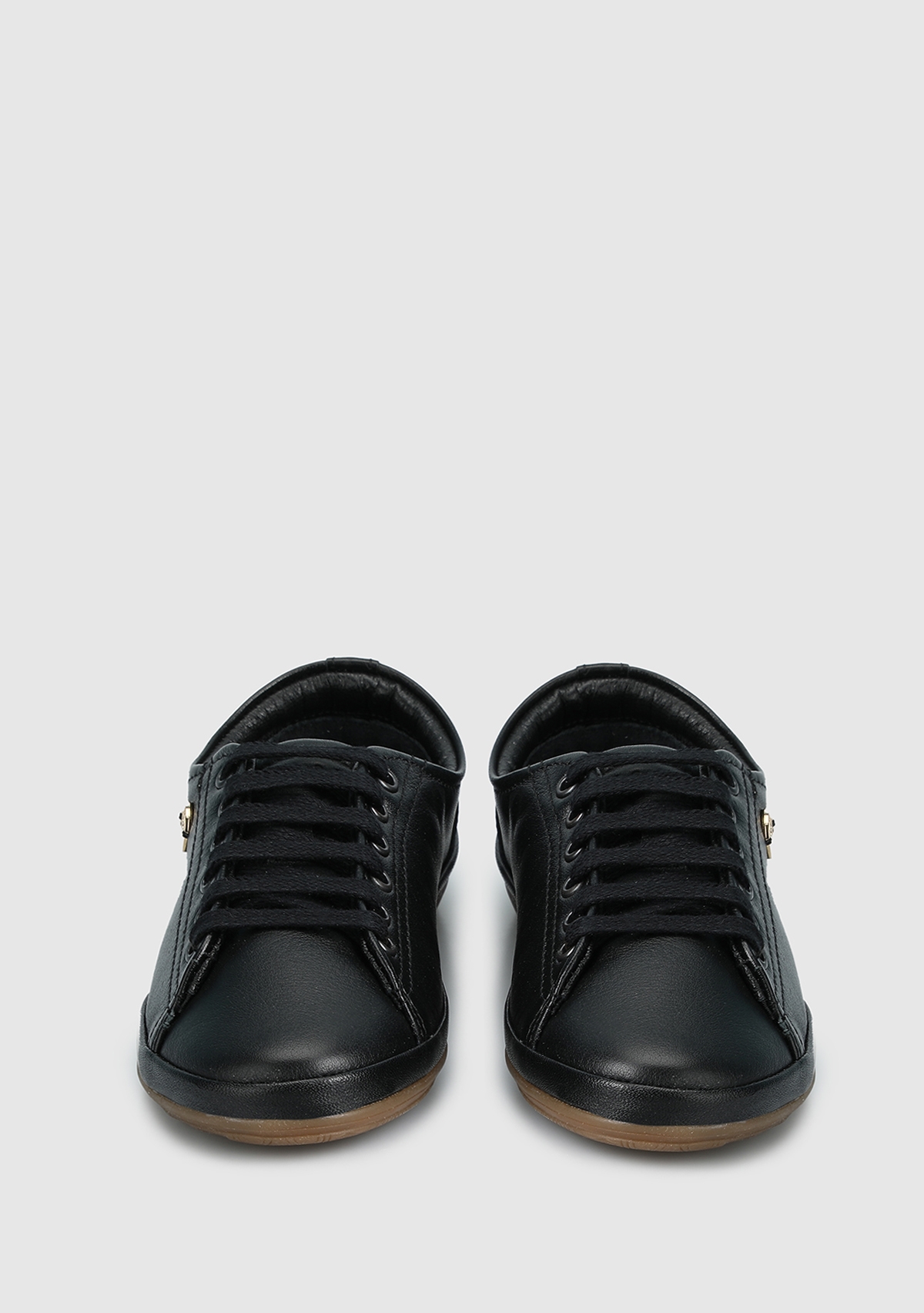 Jojo Siyah Deri Kadın Sneaker