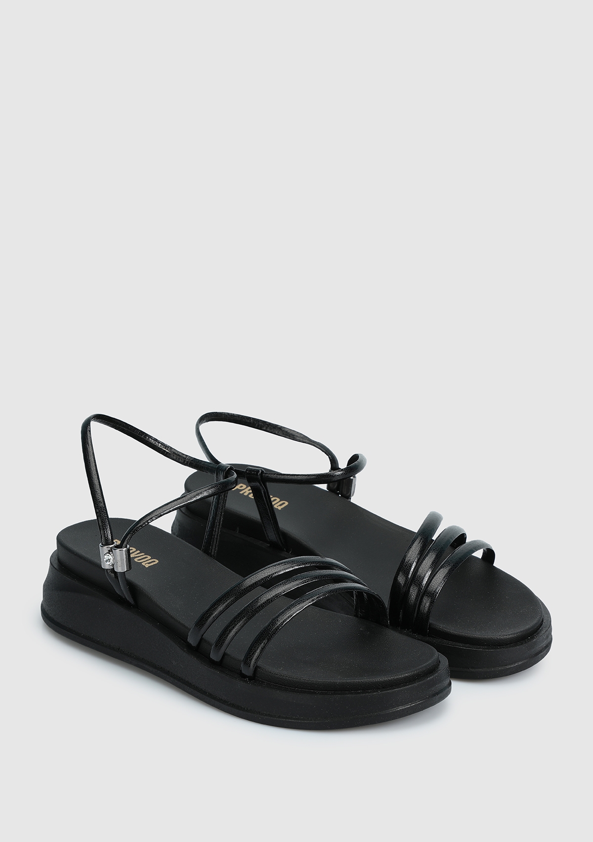 Siyah Kadın Düz Sandalet