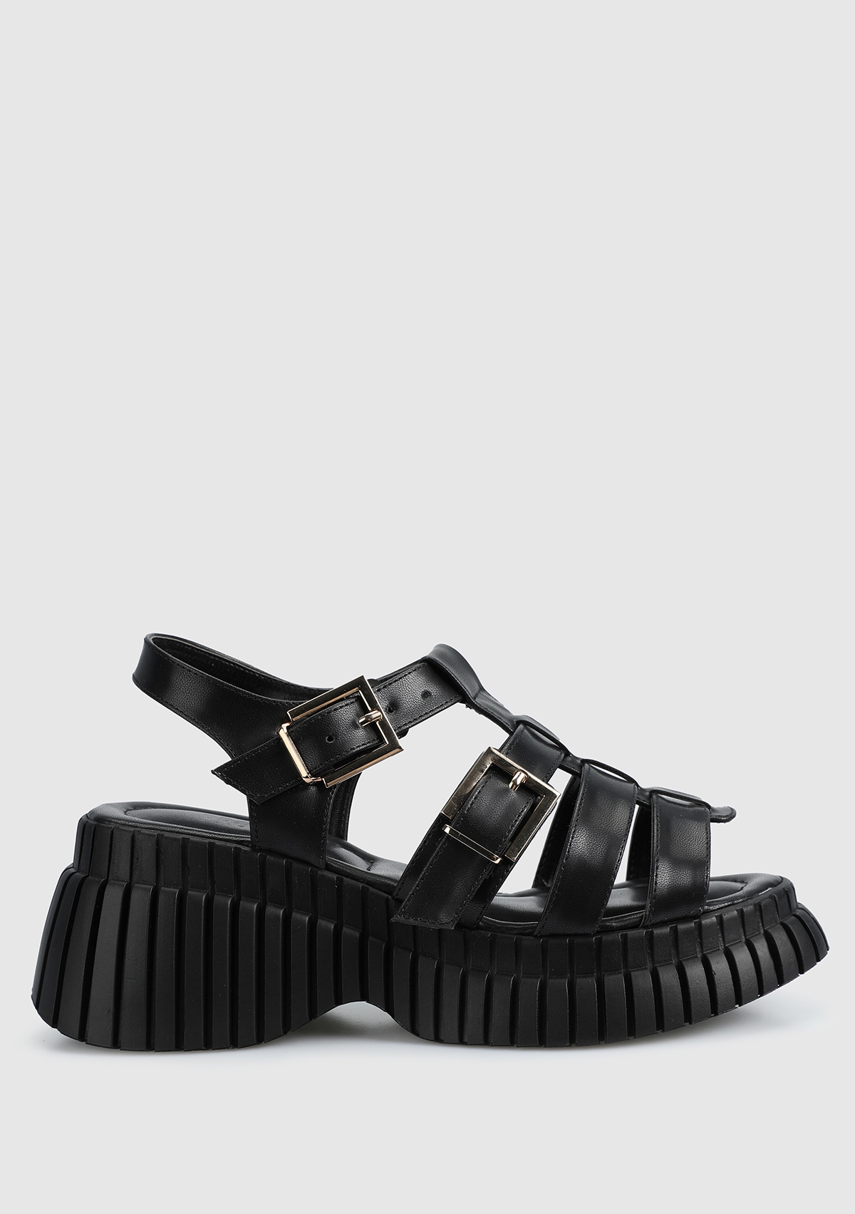 Siyah Kadın Düz Sandalet