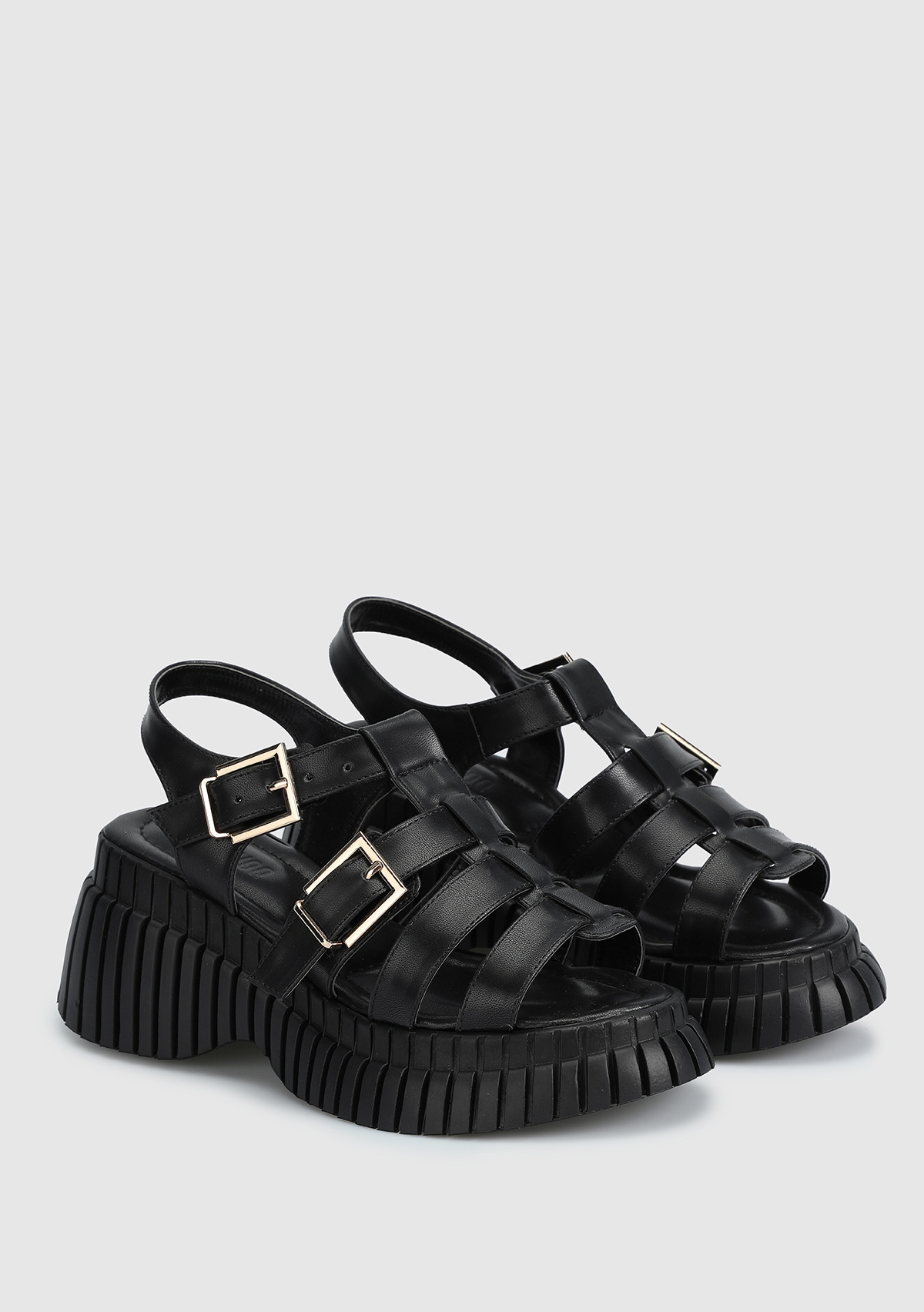 Siyah Kadın Düz Sandalet