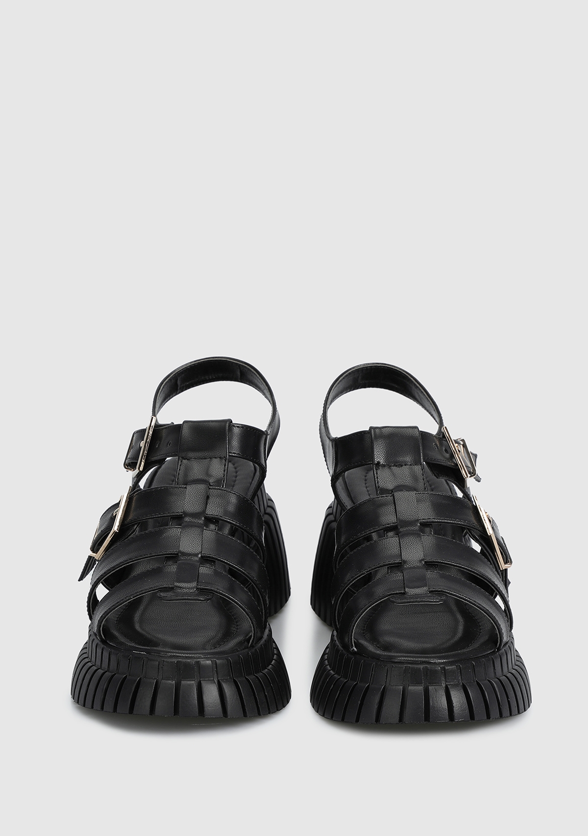 Siyah Kadın Düz Sandalet