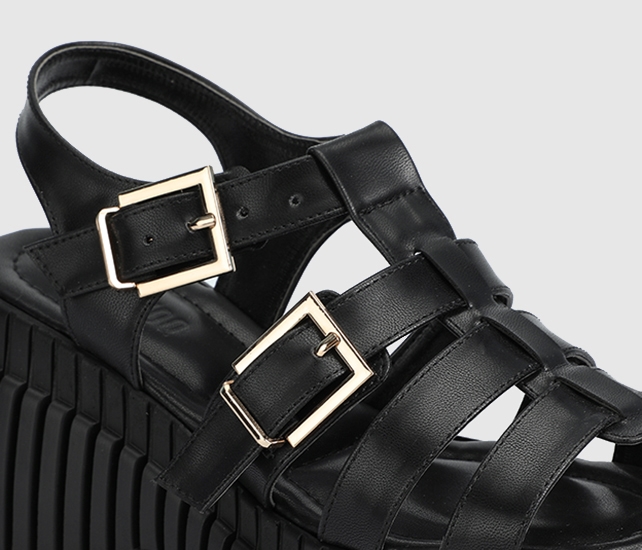 Siyah Kadın Düz Sandalet