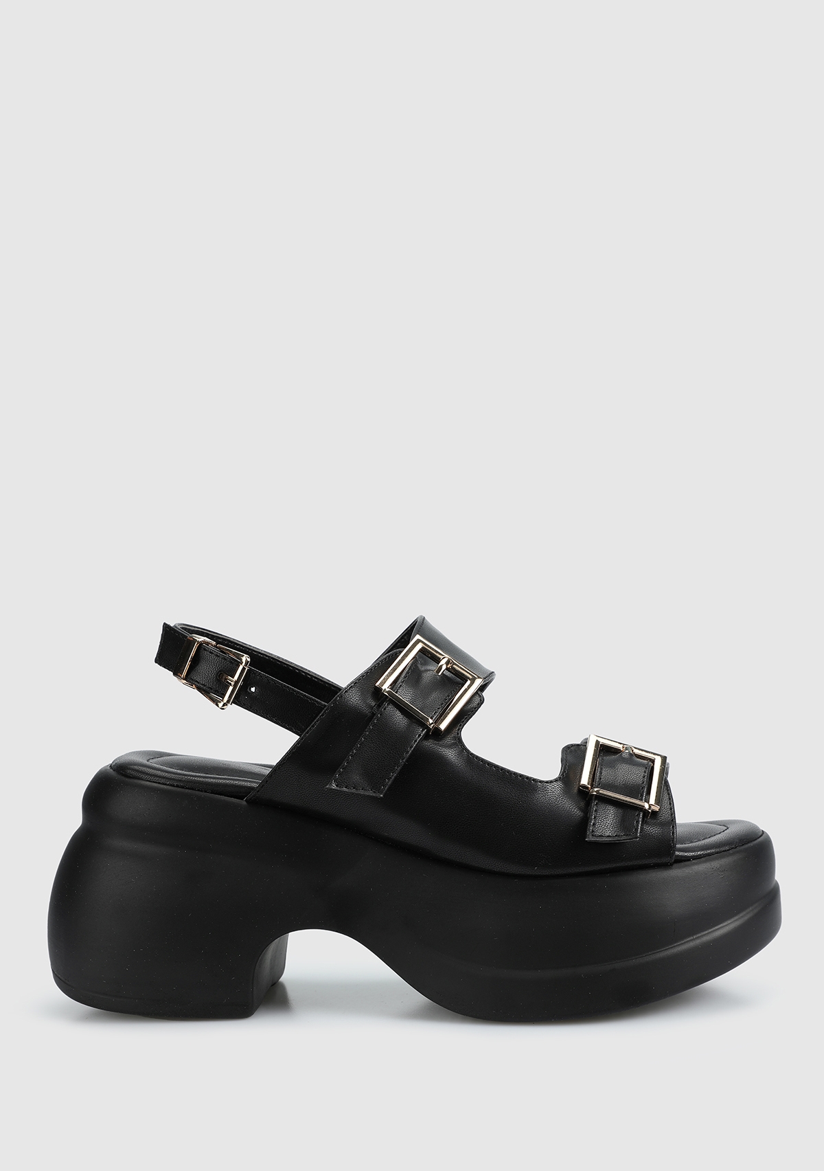 Siyah Kadın Düz Sandalet