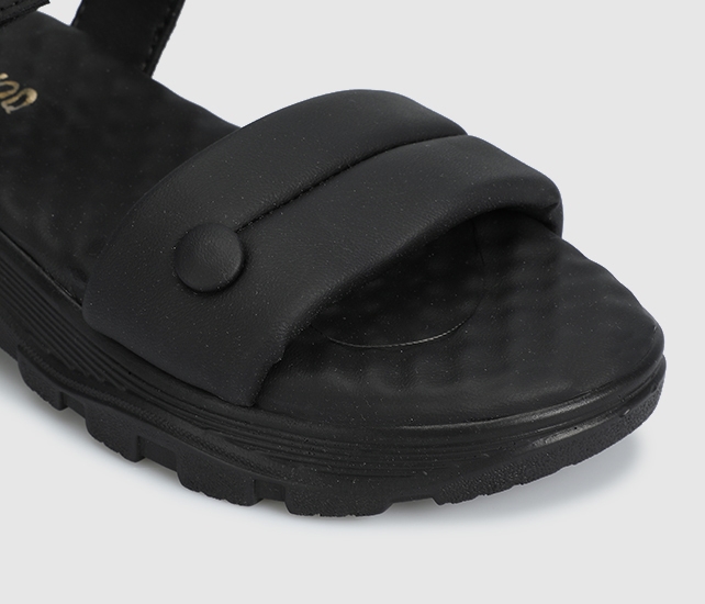 Siyah Kadın Düz Sandalet