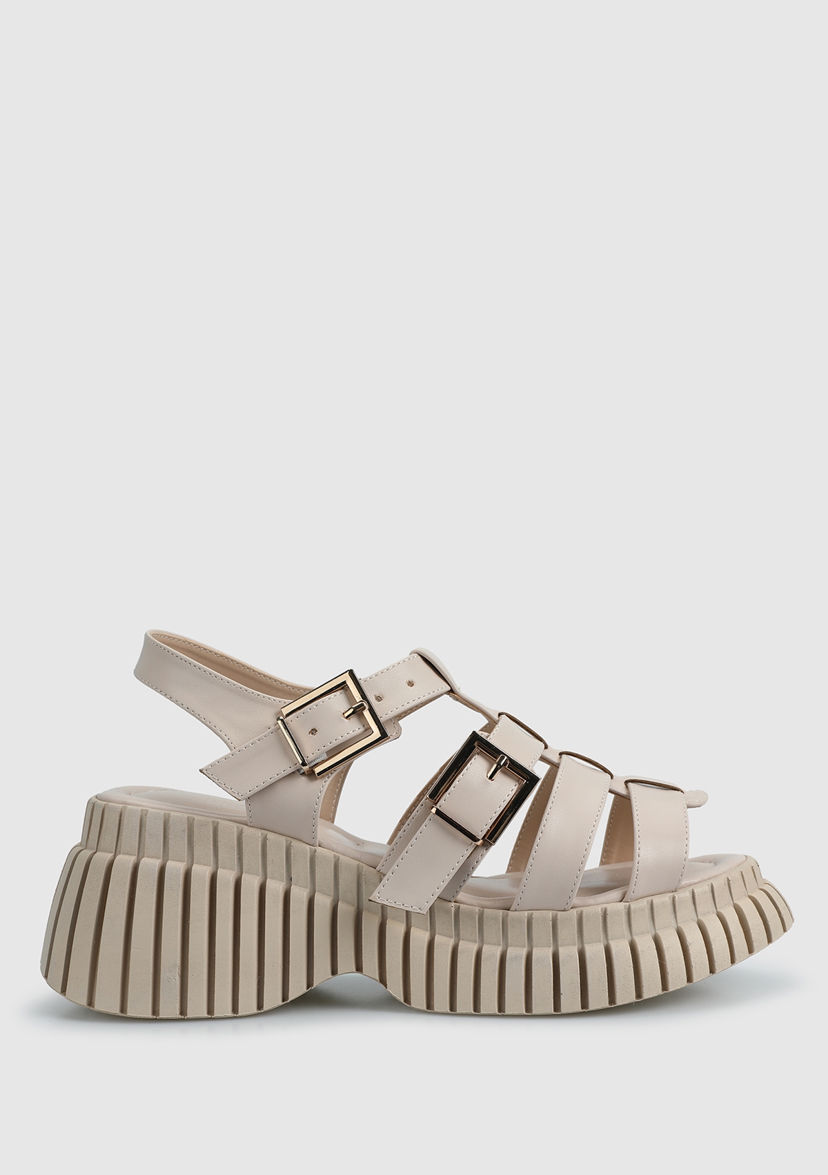 Bej Kadın Düz Sandalet