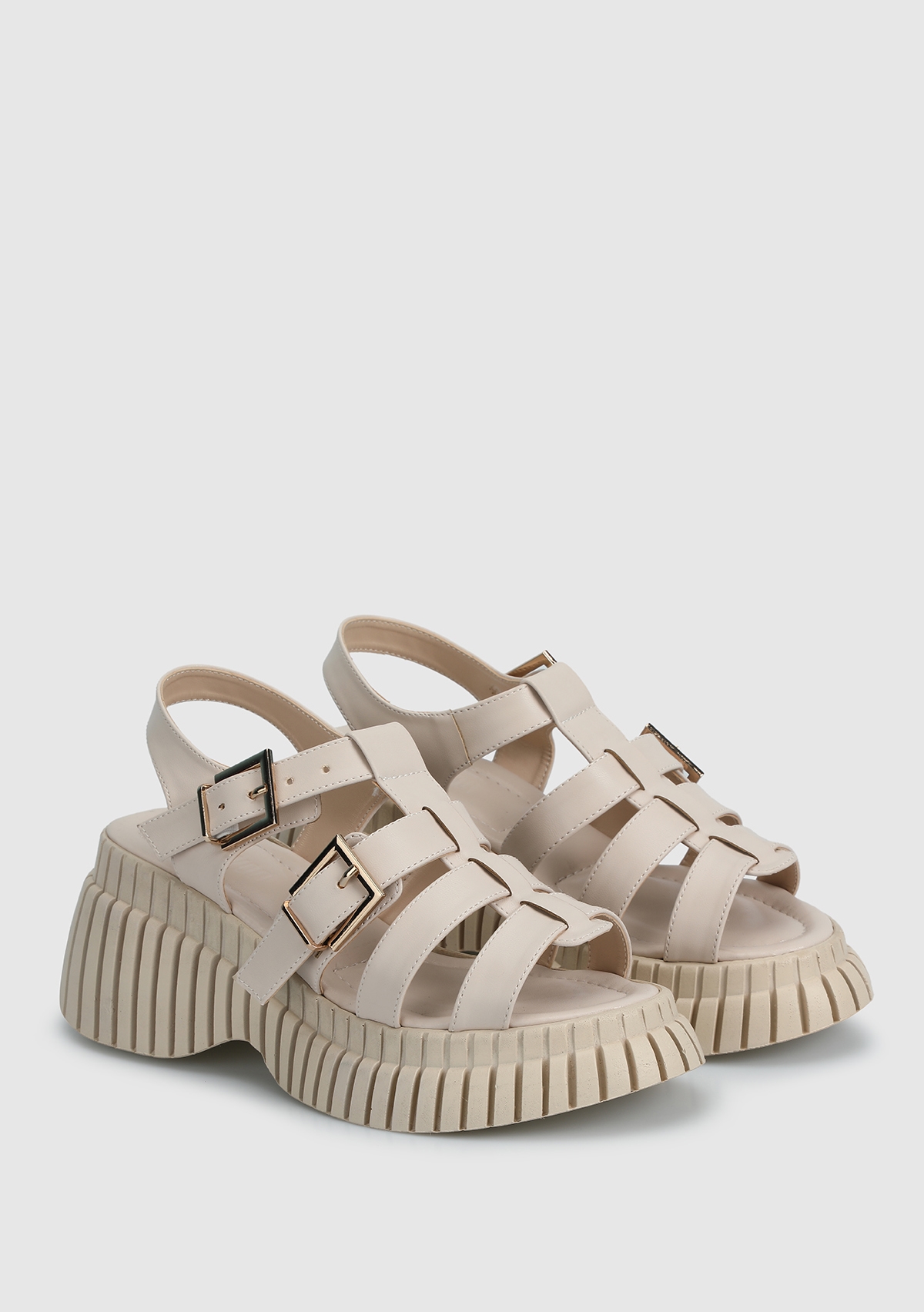 Bej Kadın Düz Sandalet