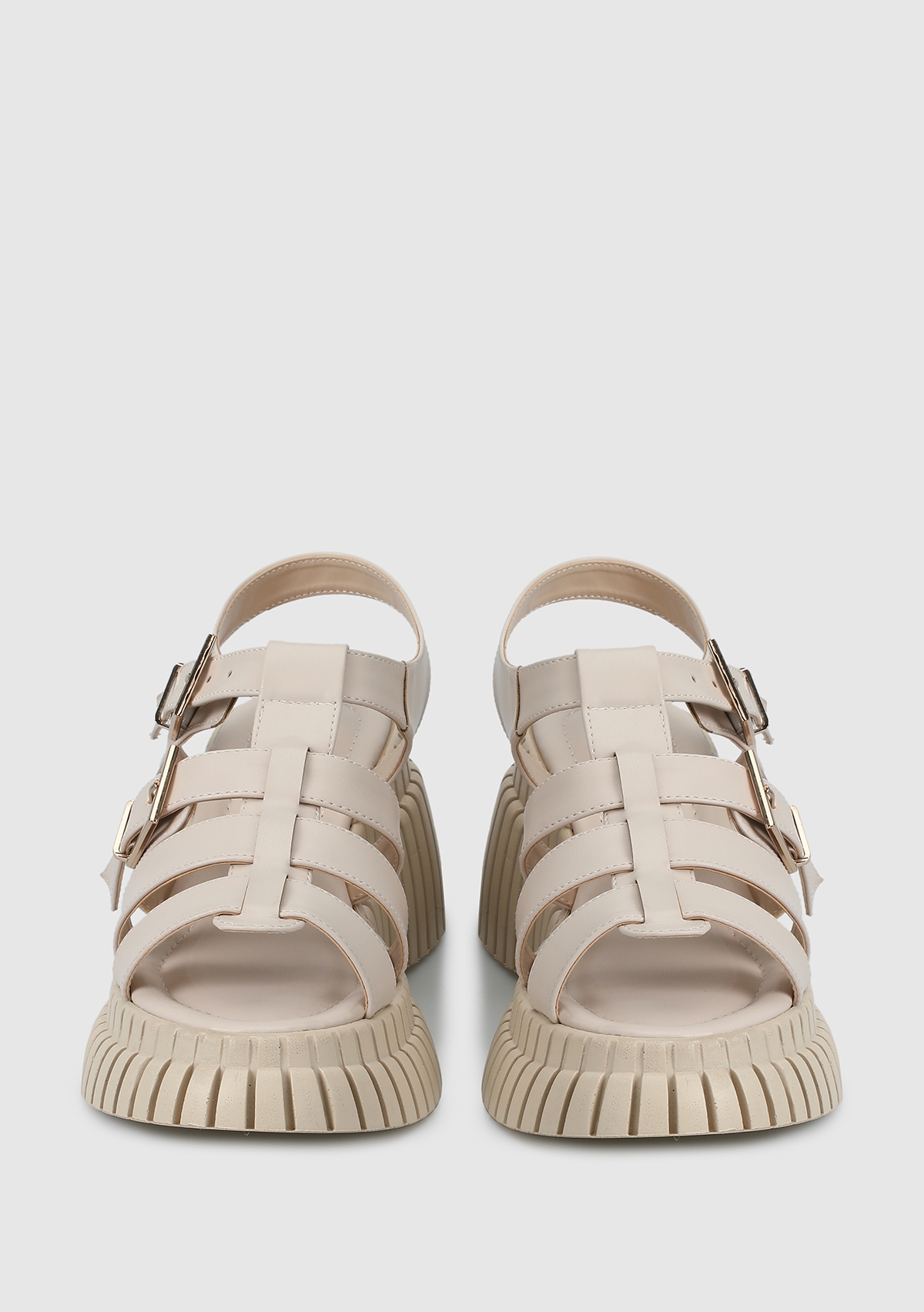 Bej Kadın Düz Sandalet