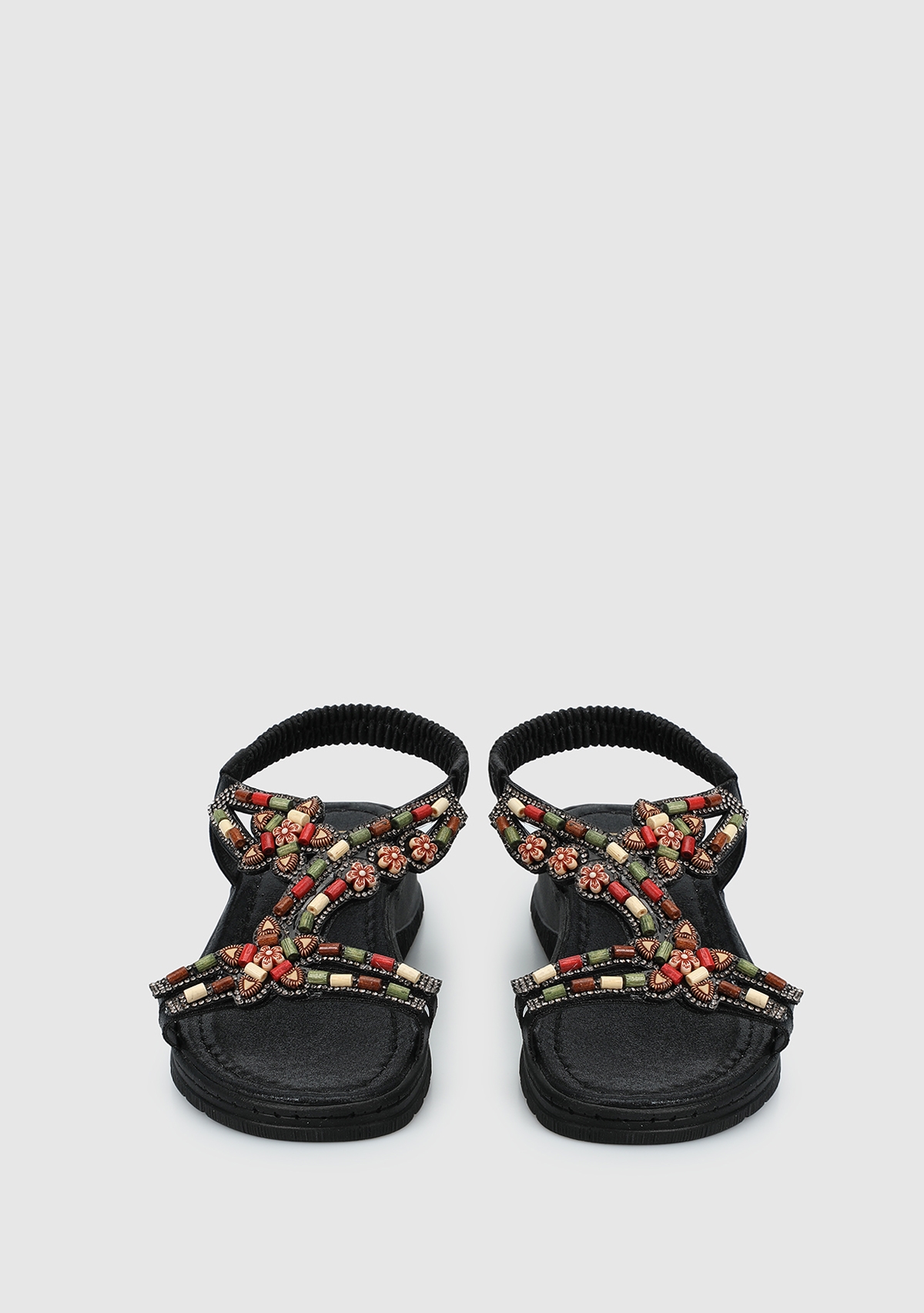 Siyah Kadın Düz Sandalet