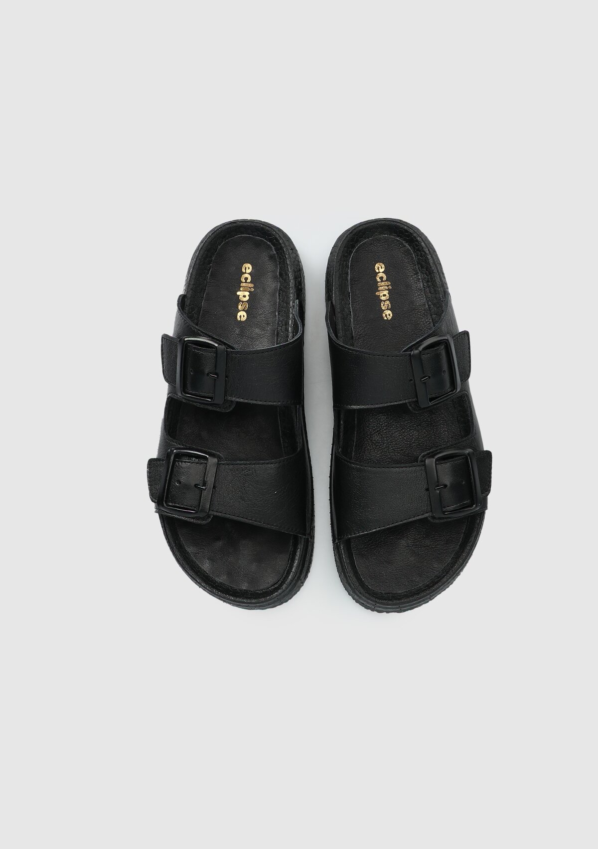 Siyah Deri Kadın Konfor Terlik