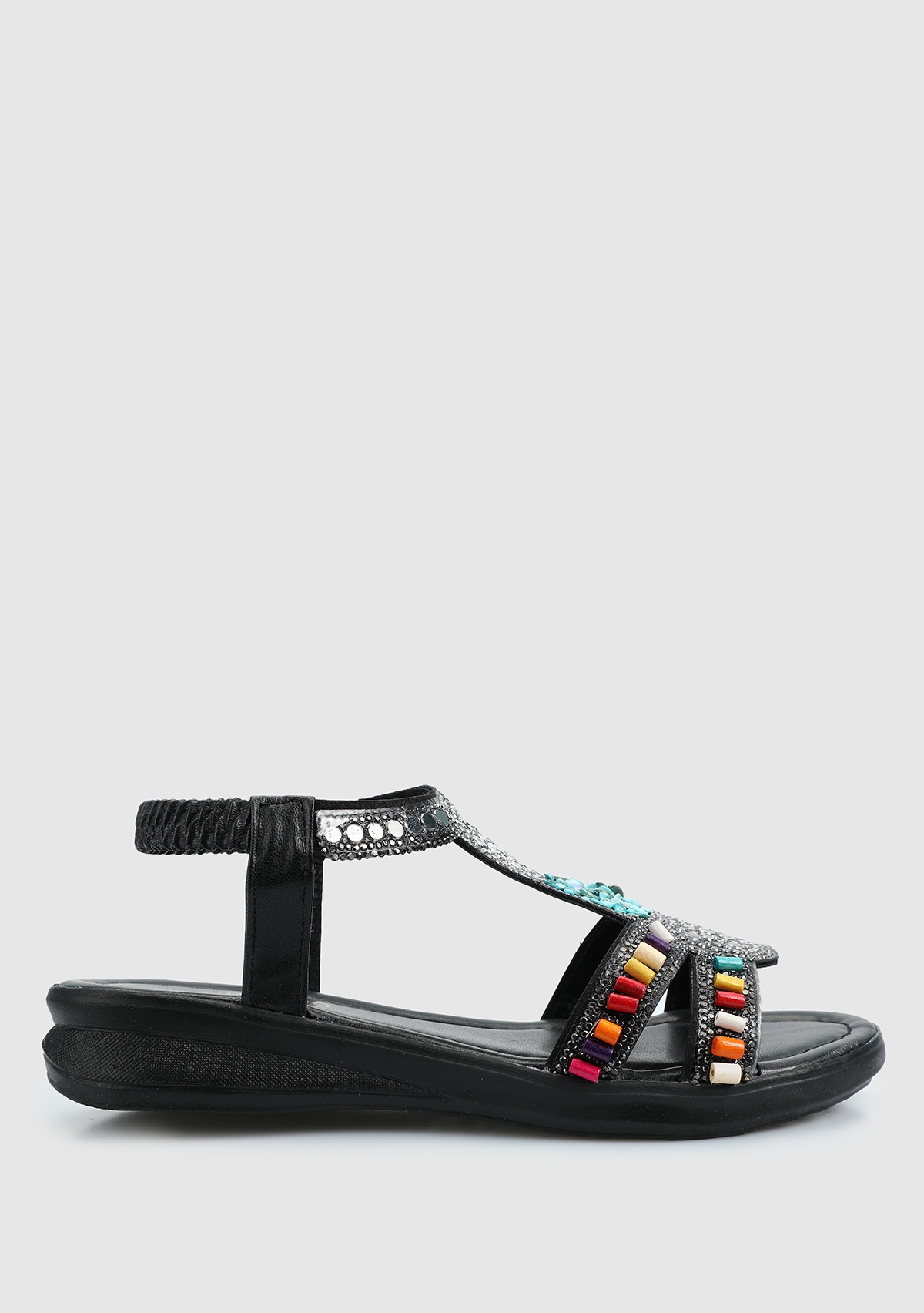 Siyah Kadın Düz Sandalet