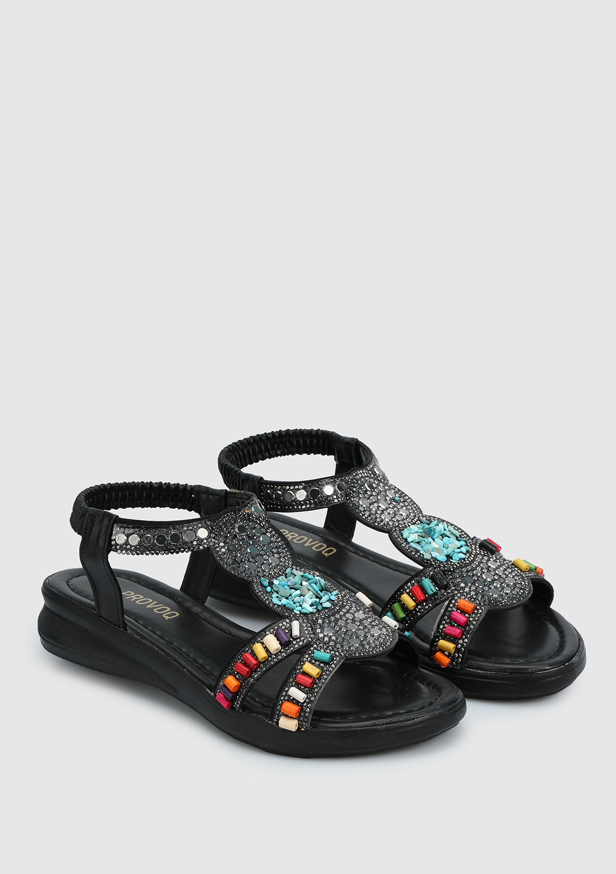 Siyah Kadın Düz Sandalet