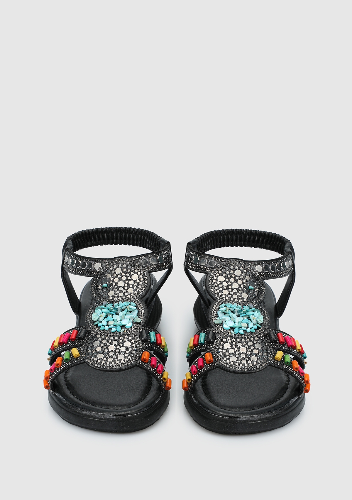 Siyah Kadın Düz Sandalet