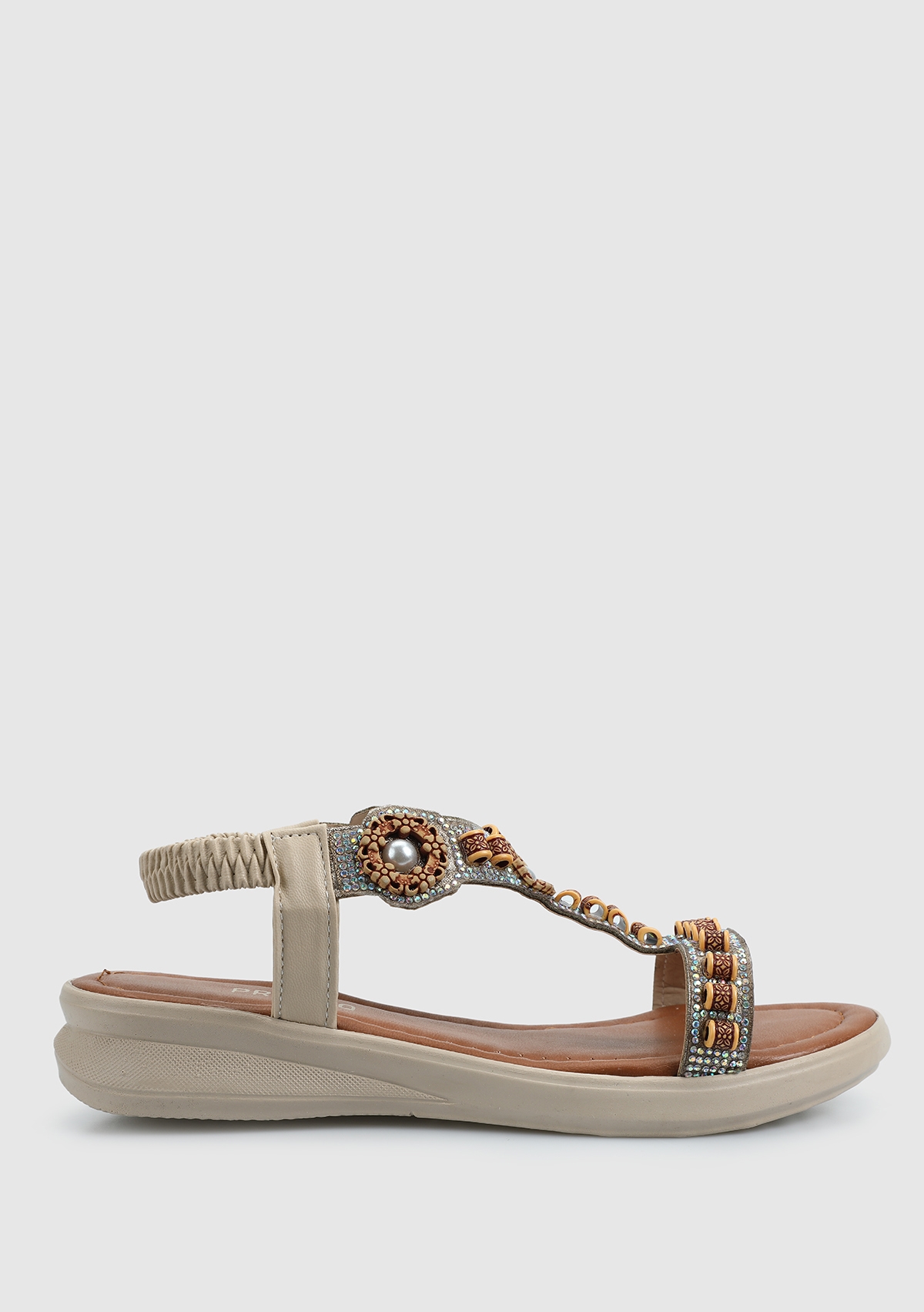 Bej Kadın Düz Sandalet