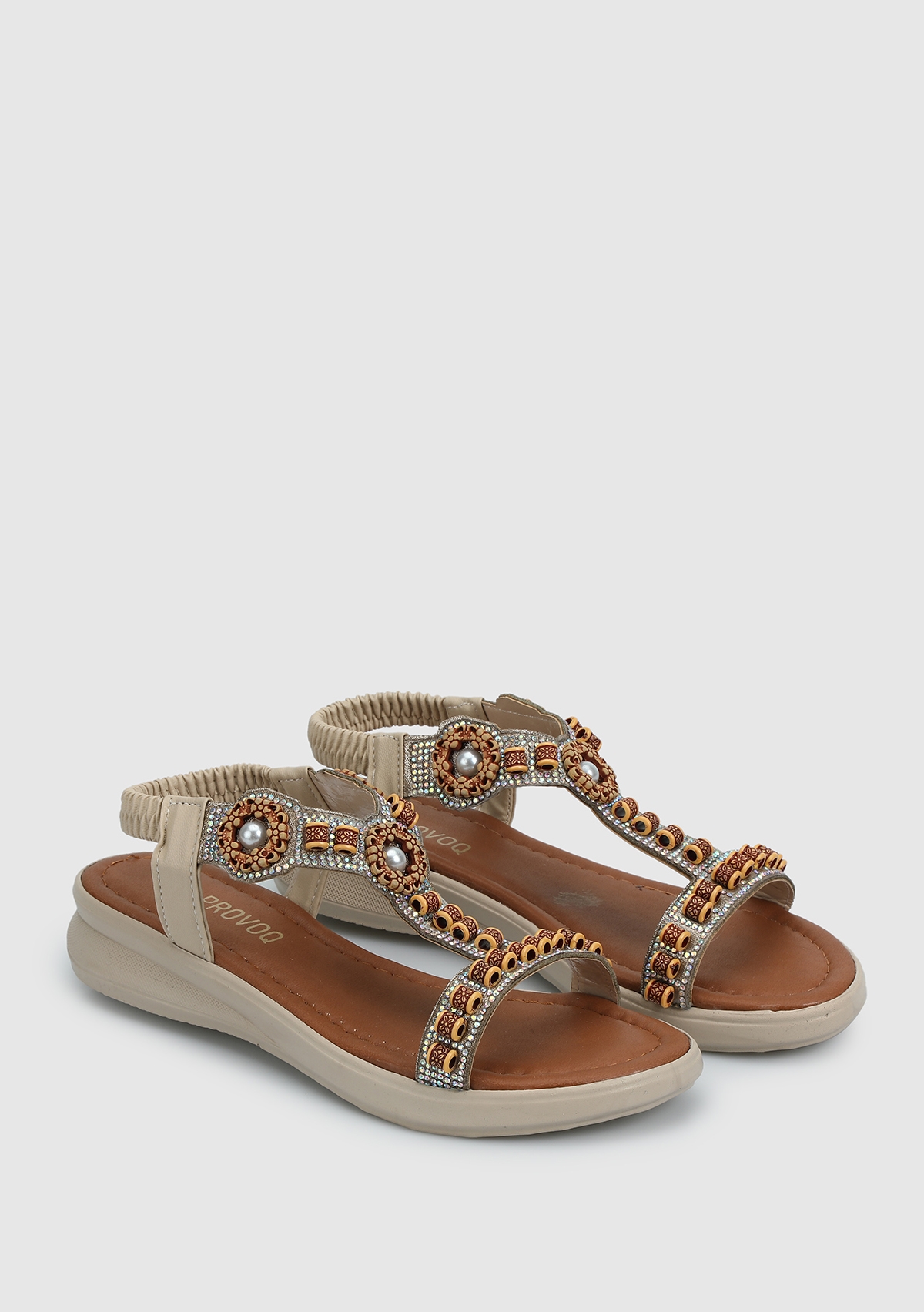 Bej Kadın Düz Sandalet