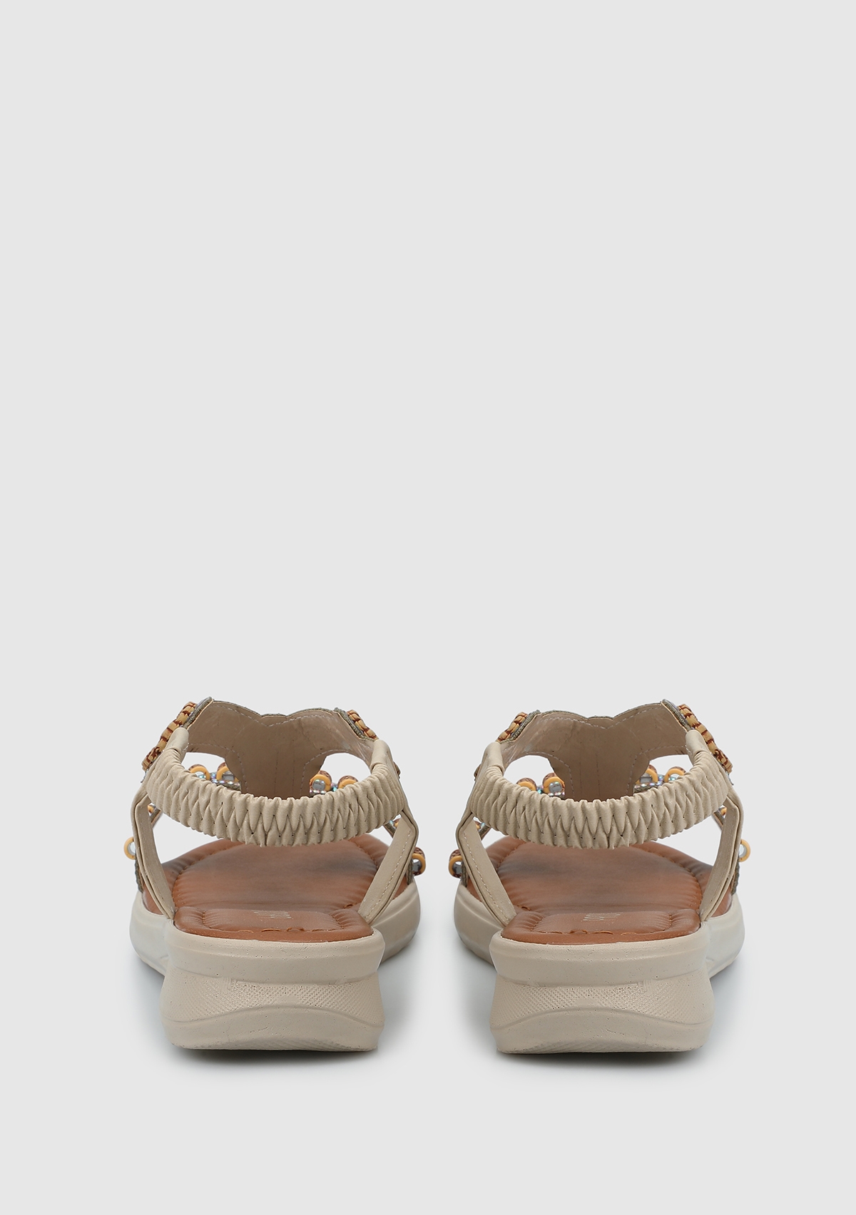 Bej Kadın Düz Sandalet